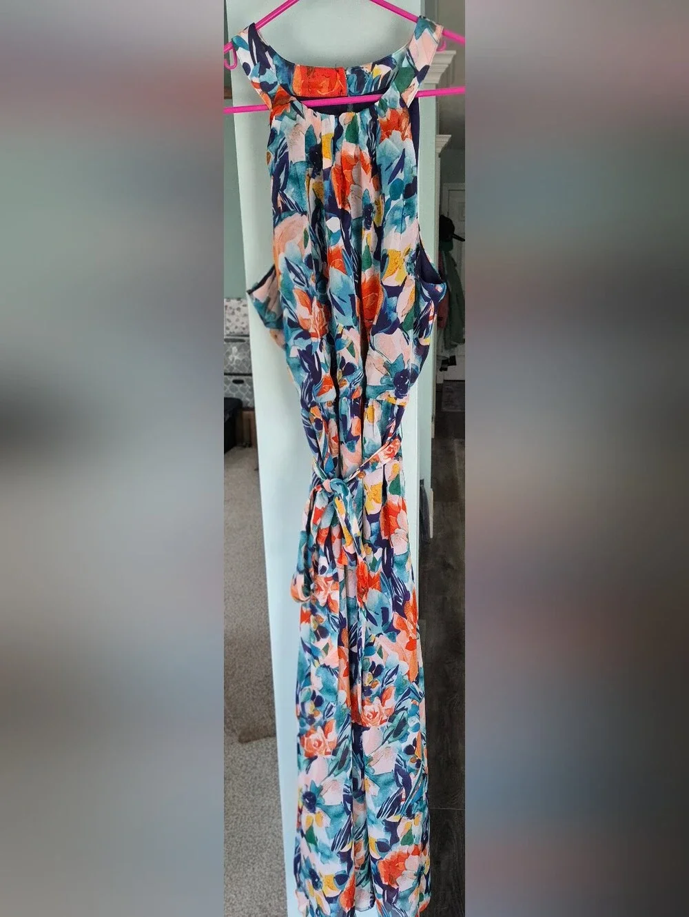 Studio 1886 Multicolor Floral Tie-Waist Sleeveless Maxi Dress